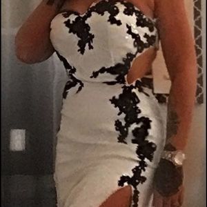 JOVANI Formal White and Black Evening Gown